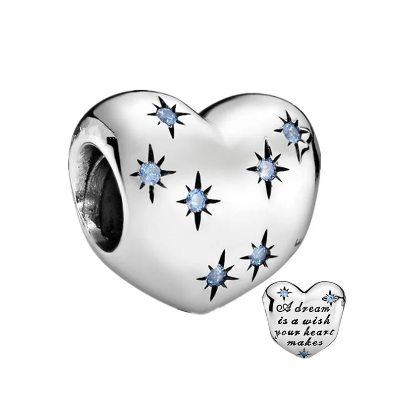 Abalorio de estrella de corazón para mujer, Pulsera Original, joyería de , azul, Océano, Tortuga, pulpo, serie,