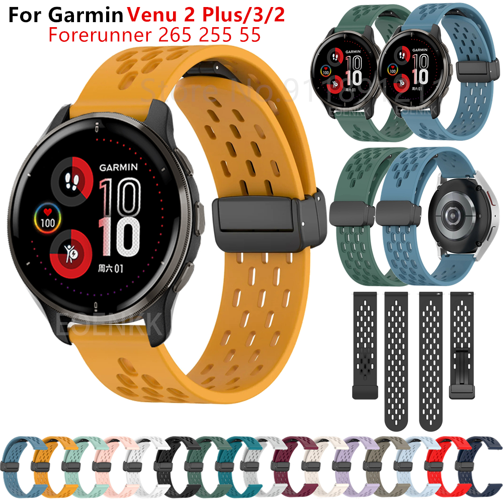 22 20mm Siliconen Band Strap Voor Garmin Venu 2 Plus/3/2/Venu SQ 2/Vivoactive 5/4/3 Band Voor Forerunner 245 255 265 55 Armband