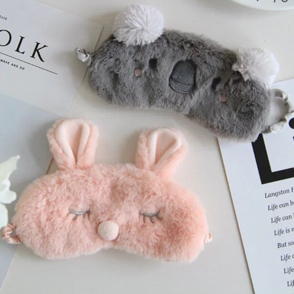 Sleep Eye Mask Cartoon Plush Eye Shade Bandage Rest Travel Relax Sleeping Aid Blindfold Cover Eye Patch Eye Care Tool
