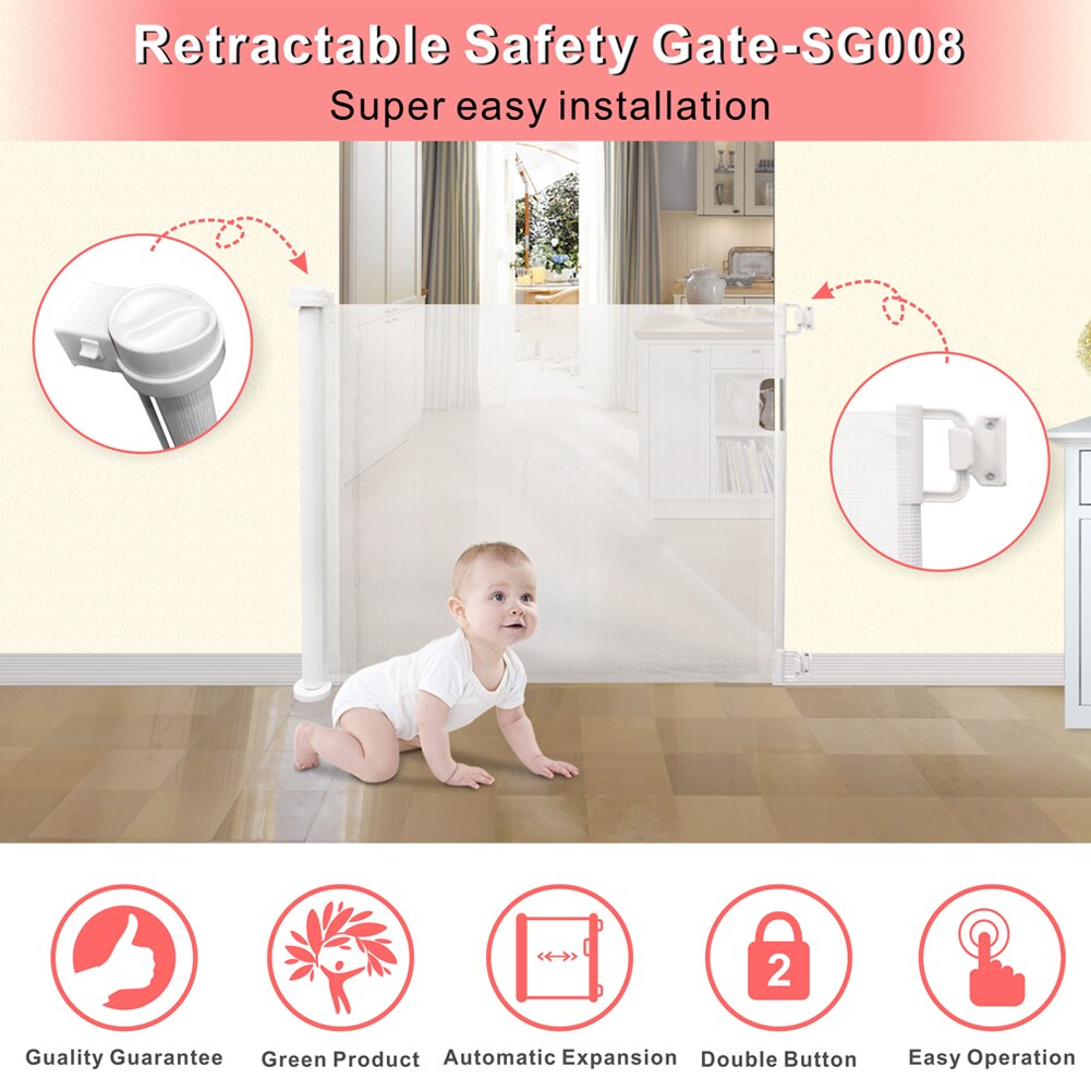 Retractable Baby Gate Pet Stair Gate Dog Safety Barrier Extendable Safety Gate For Indoors And Outdoors