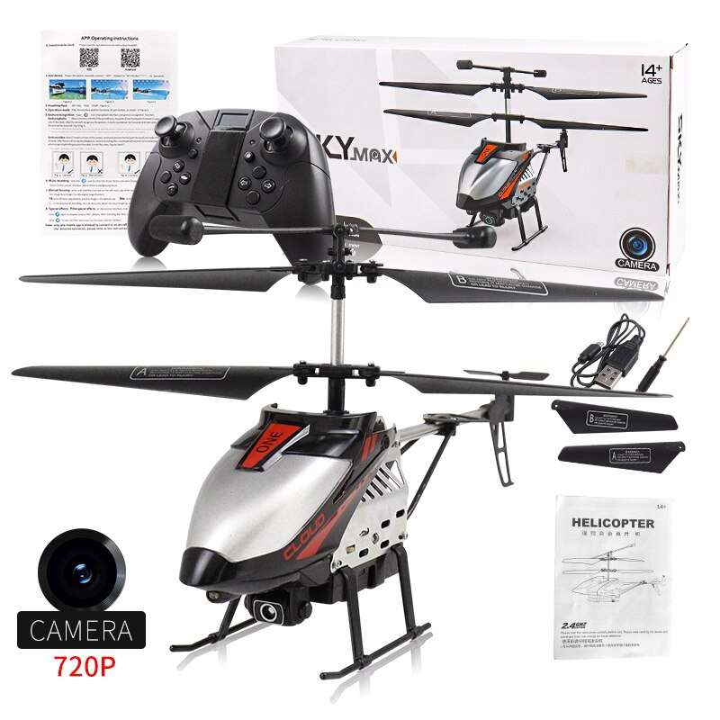 Hélicoptère Rc avec caméra 2.4GHZ sans fil contrôle infrarouge avion à Induction 4 canaux avec gyroscope intégré 500mah grande batterie: 720p black