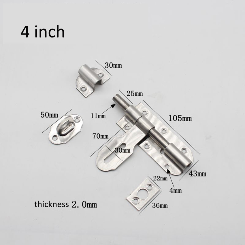 Slide Door Lock Barrel Bolt Latch Padlock Clasp With Padlock 4/6Inch Bolt Toggle Latch Lock Stainless Steel Latch Hard: 4 inch
