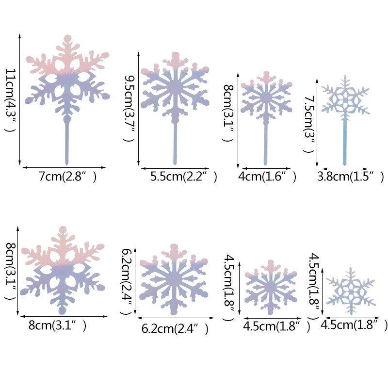 4pcs Silver White Snowflake Cake Topper Christmas Ice Princess Cupcake Toppers For Wedding Kid Birthday Party Cake Dessert Decor