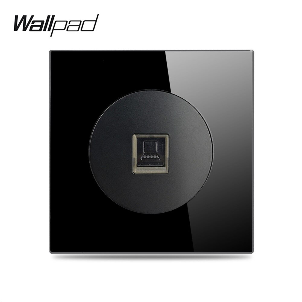 Veggplate  l6 sort herdet glass panel enkel dobbel kat 6 rj45 ethernet datamaskin data stikkontakt uttak ledningstilbehør