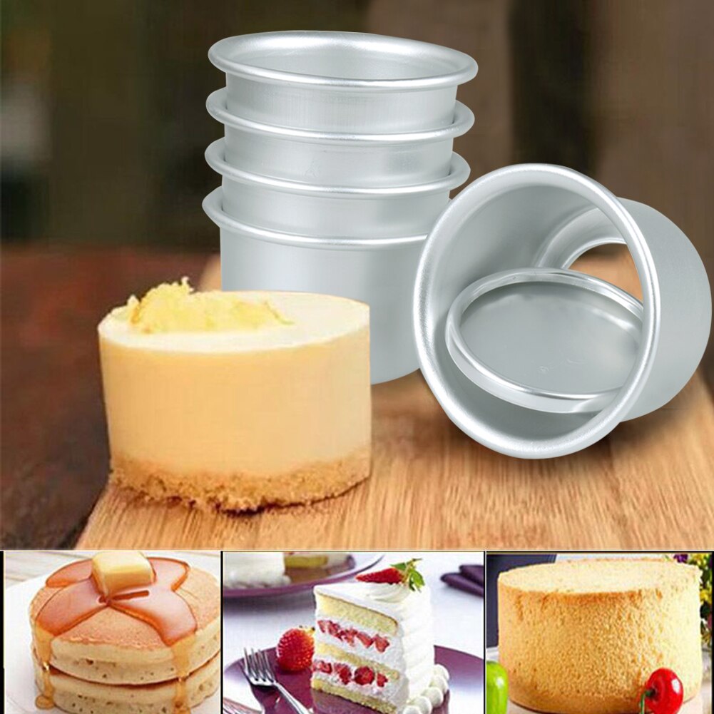 5 pcs 2 inch Mini Cake Pan met Verwijderbare Bodems Aluminium Ronde Bakvorm Cake Pans Mold Lade Taart decoreren Gereedschappen