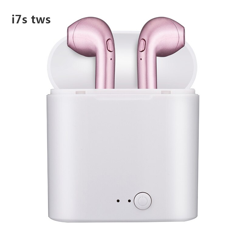 I7 i7s tws Auricolare Bluetooth Auricolari Auricolare senza fili del trasduttore auricolare Con Il Mic con cavo Per Apple Samsung Huawei xiaomi LG telefoni: Rose Gold With box