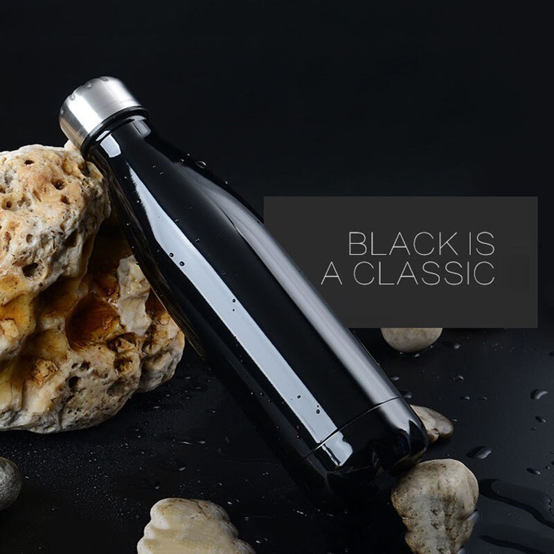 350/500/750/1000ml Double Wall Stainless Steel Thermos Sport Insulated Tumbler Vacuum Flask Cola Water Beer Chilly Bottle: 1000ml / Black