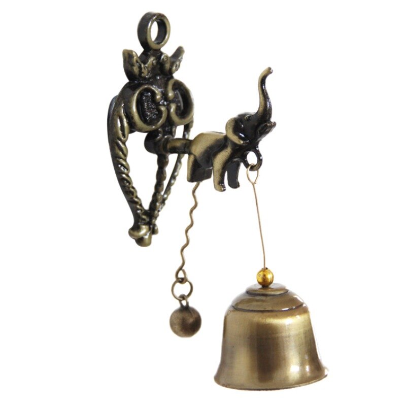 Dørklokke retro nostalgisk stil dyr dørklokke metal jern klokke vindklokke ornament væg hest have elefant ugle: Elefant