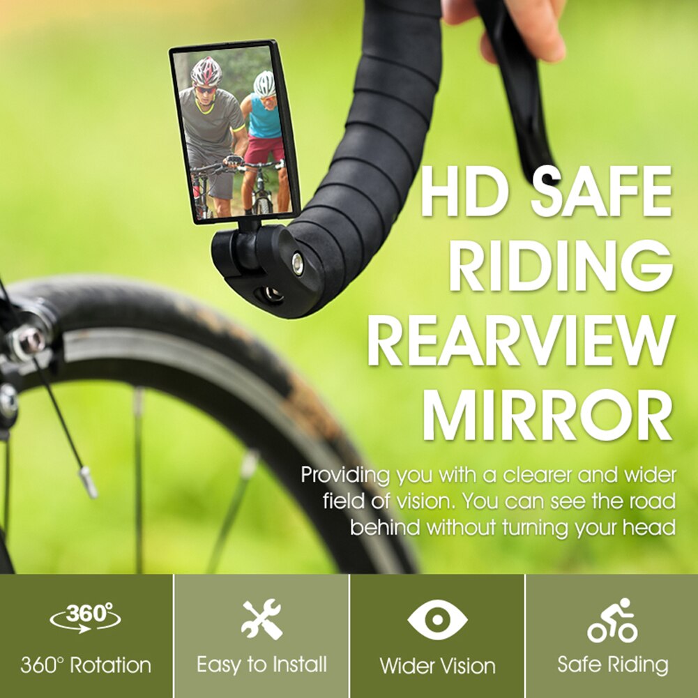 WEST BIKING Bicycle Bar End Mirror with LED Light MTB Mountain Bike Rearview Rear View Mirror Cycling Accessories