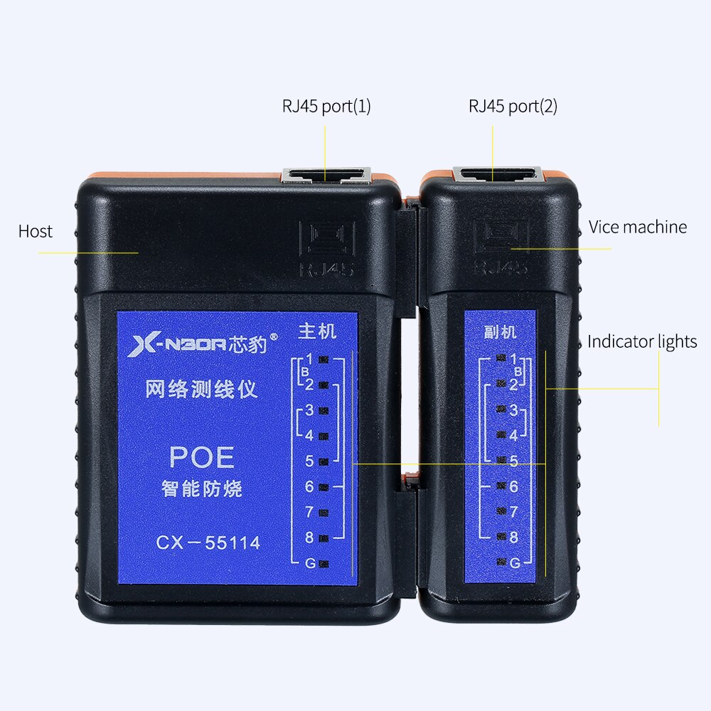 Portable Multifunctional RJ45 Network Cable Tester RJ11 Telephone Cable Test Tool with LED Indicator Lights Detachable