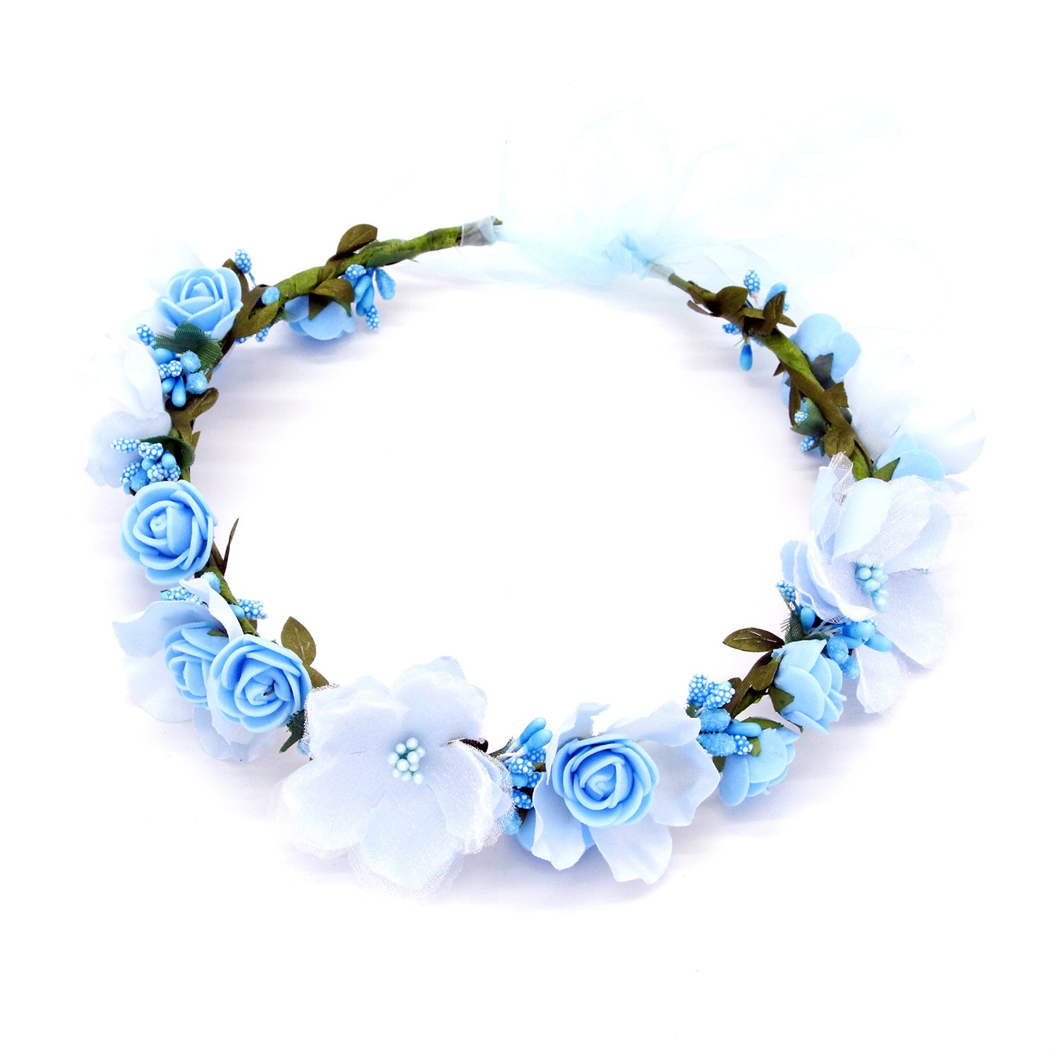 Estilo bohemio Mujer Flor del pelo corona boda vacaciones guirnalda de pelo guirnalda niñas flor diadema marrón accesorios para el cabello: blue