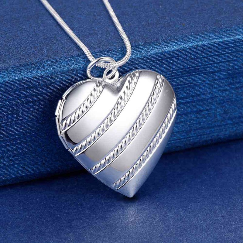 Fina 925 sterling silver fotoram hänge halsband kedja för kvinna charm bröllop smycken: Ln065
