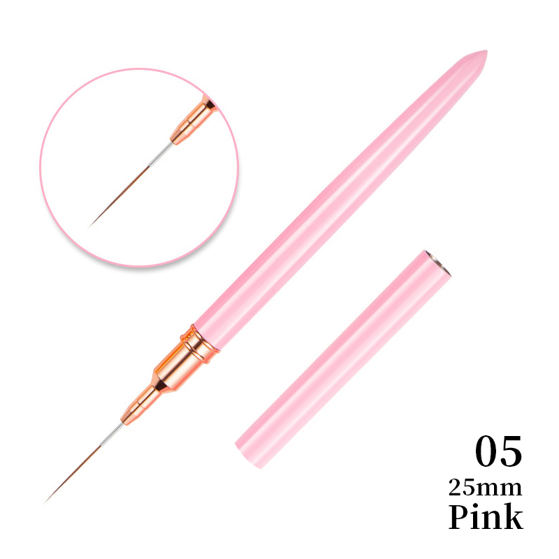 Pincel delineador para decoración de uñas, 6/9/12/15/18mm, mango de Metal, pintura acrílica, raya francesa, bolígrafo de dibujo, esmalte de Gel UV, herramienta de manicura