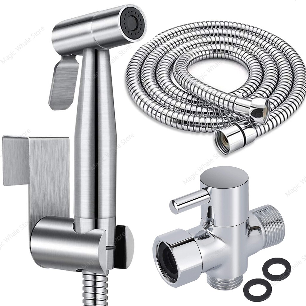 Håndholdt toalett bidet sprøyte tilbehør rustfritt stål hånd bidet kran til dårlig hånd sprøyte dusjhode (ikke et sett)