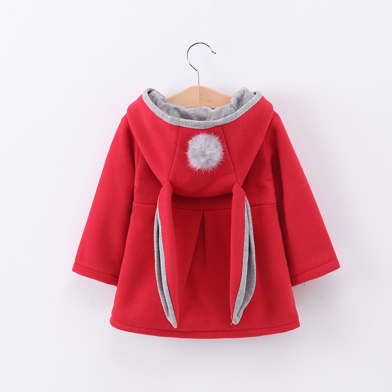Children Outerwear Baby Girls Coat Long Sleeve 3d Rabbit Ears Casual Hoodies Winter Autumn Kids Clothes Clothing