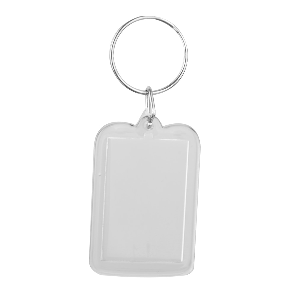 40pcs Oblong Clear Acrylic Keyring Make Your Own Photo Keychain 3.8 x 2.5cm