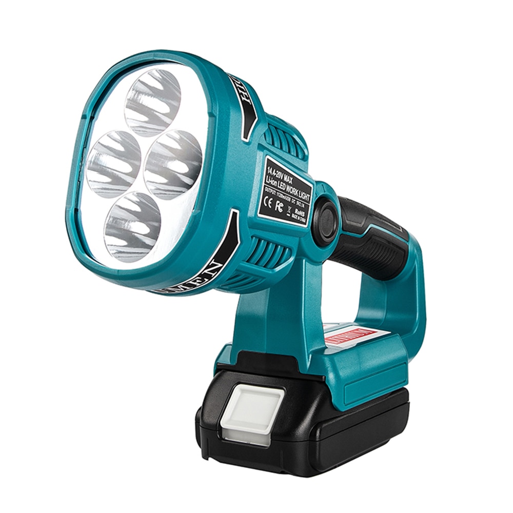 Wakyme 4 modos de luz de trabalho 18/14.4v sem fio led lanterna com usb ao ar livre holofotes luz para makita dml812 sem bateria