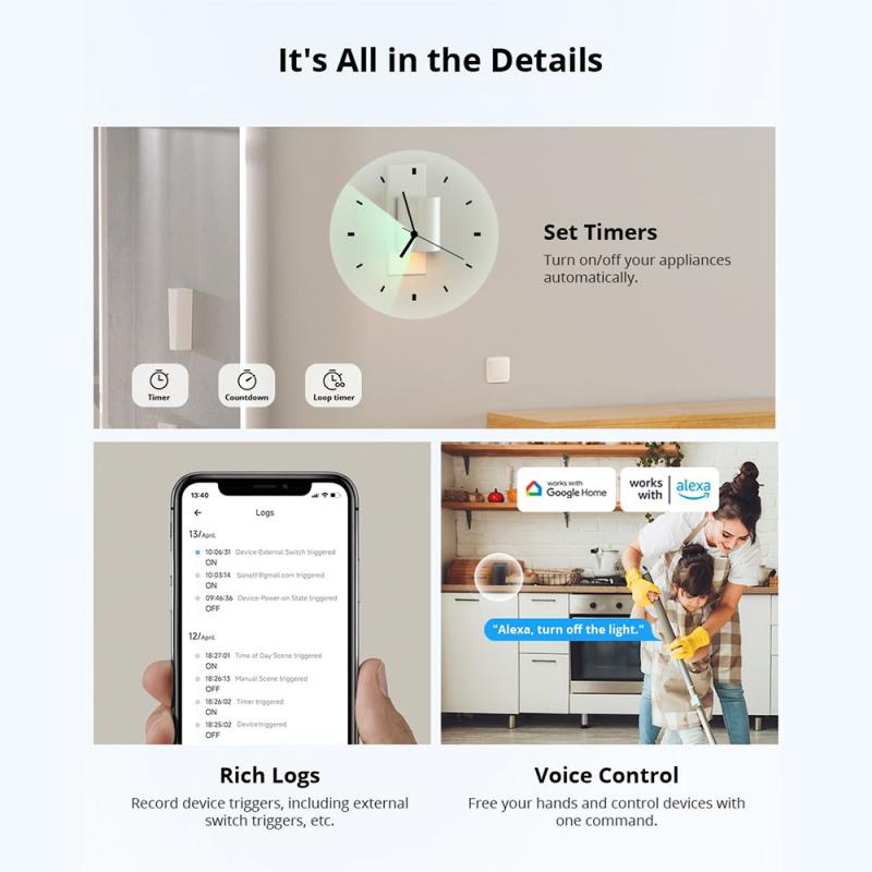 Sonoff Mini R4 Matter WiFi Smart Home Light Switch Sonoff Mini R4 Extreme Matter Relay Praca z Alexa Google Home Homekit
