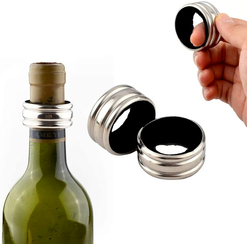 Collar de acero inoxidable para botella de vino, anillo de goteo forrado de terciopelo, antidesbordamiento, receptor de goteo para hogar, Bar, restaurante, al aire libre