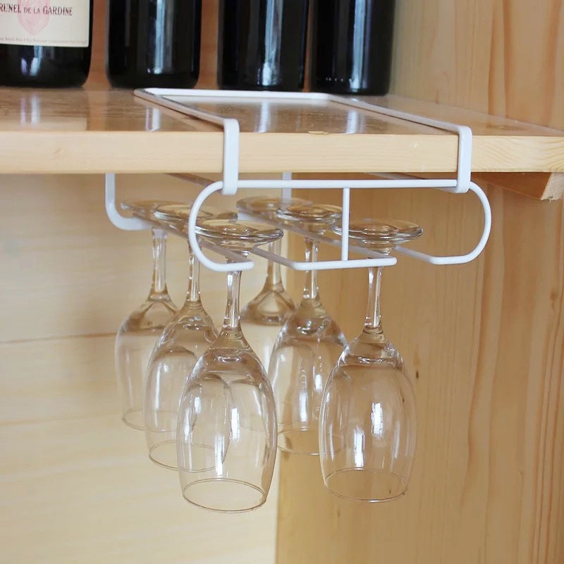 Porte-verres à vin Double en métal, étagère pour cuisine, Bar, rangement mural, rangement support de verre