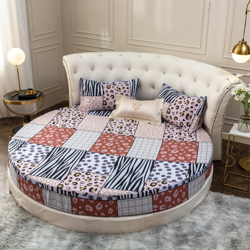 Elastic Fitted Sheet Home Round Bed Sheets Double Couple Mattress Bed Cover 200 220 Cm Full Queen King Style Bedspread: 020 / 200X200CM