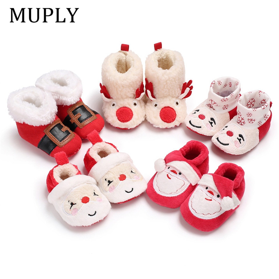 Kerst Stijl Eerste Wandelaars Warm Houden In De Winter Baby Jongens Meisjes Schoenen Flock Peuters Sneakers Zachte Baby Laarzen