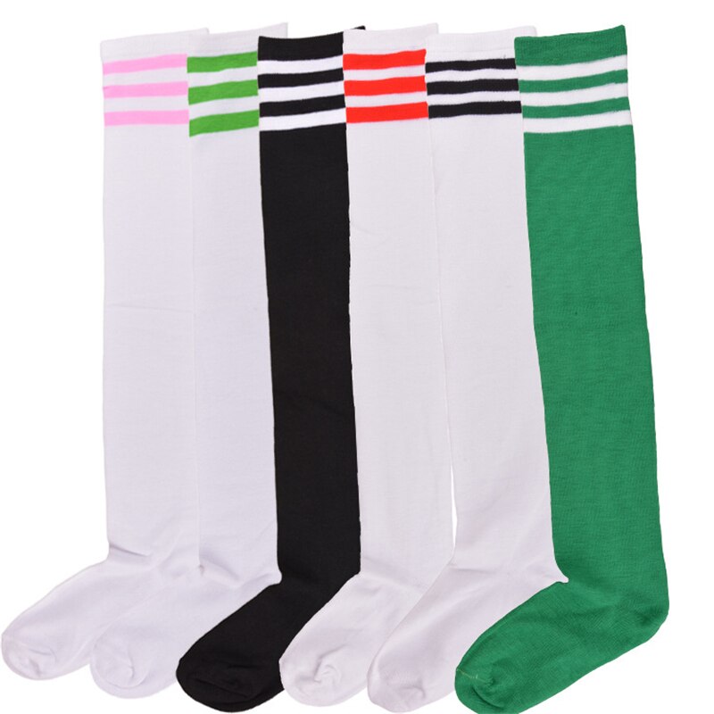 Women Girls Long Tube Socks Stripes Over Knee Length Sports Stockings for Dancing Running Travelling Cycling