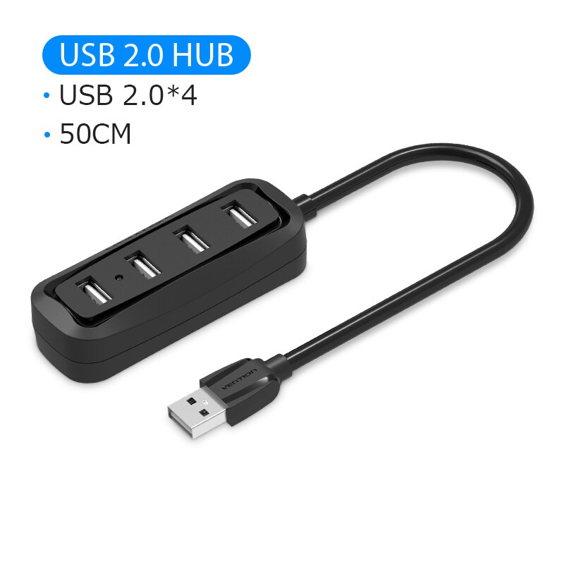 Drag Usb Hub Usb 2.0 4 Poorten Draagbare Otg Hub 480Mbps Usb Splitter Met Micro Usb Power Voor Apple macbook Laptop Usb 2.0 Hub: J43-50CM