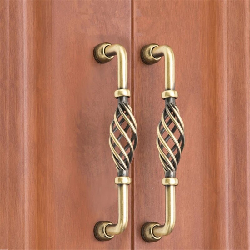 Vintage Antique Bronze Drawer Knobs Cabinet Handles Hollow Out Birdcage Handles Wardrobe Door Pullers Furniture Handle