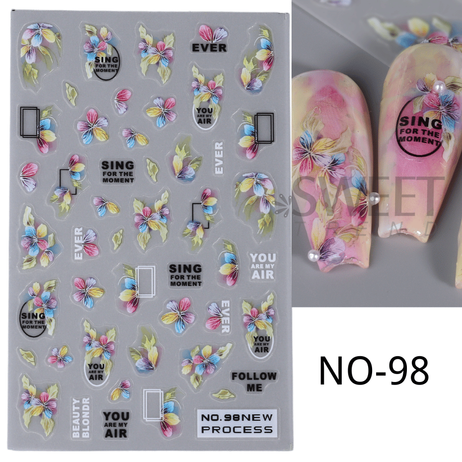 Pegatinas de Arte de uñas de mariquita de abeja 3D, hojas de otoño, margaritas florales, deslizador, calcomanía de pájaro Animal lindo, decoración de manicura, puntas de uñas, Belleza: Rojo