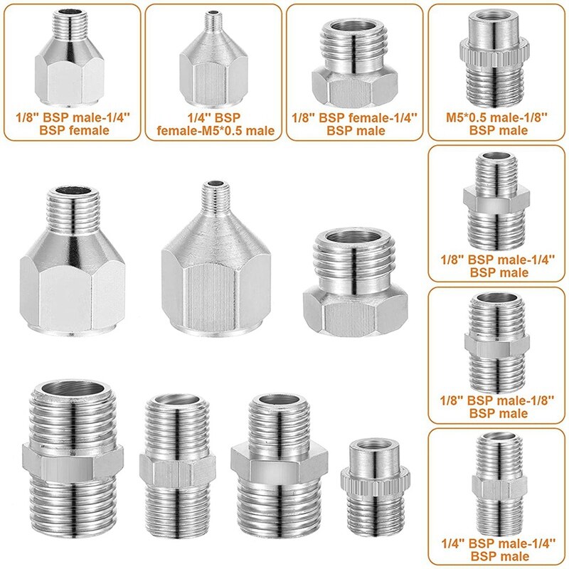 15Pcs Airbrush Adapter Set Airbrush Snelkoppeling Disconnect Adapter Kit Fitting Connector Set Vrouwelijke Connector