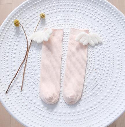 Meisje Been Sok Knie Hoge Pure Witte Vleugels Leuke Kalf Hoge Sokken Hopen Sokken Dunne Katoenen Sokken Kinderen Studenten lange Sokken: champagne