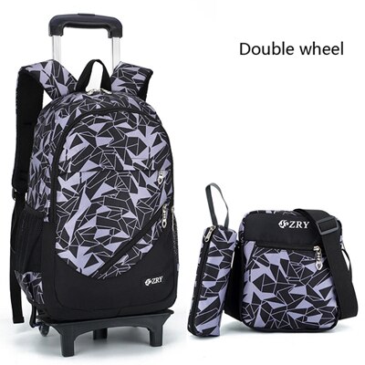 Teenagere skole rygsæk aftagelige børn skoletasker med 2/6 hjul trapper kid drenge piger trolley skoletaske bagage bog taske: 2 grå