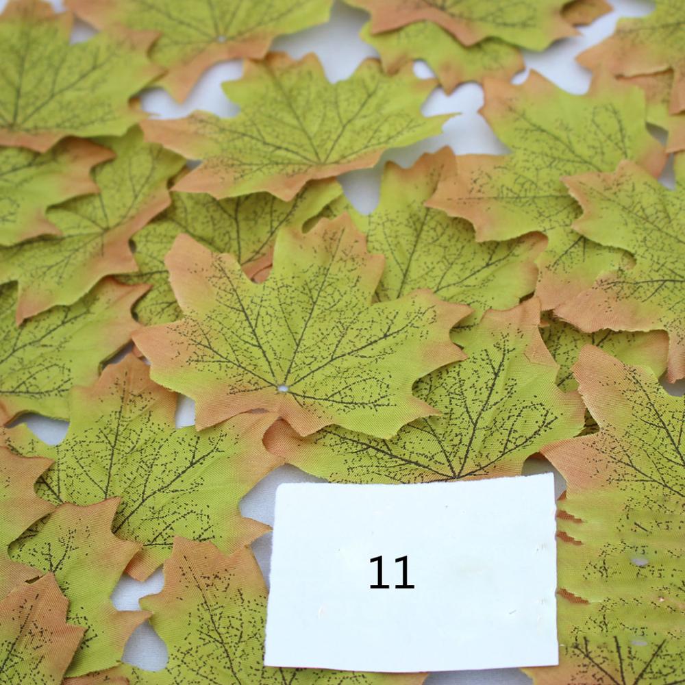 100Pcs Maple Leaves Artificial Leaves Simulation Halloween Autumn Leaves For Wedding Table Decorations Crafts Thanksgiving Day: Green