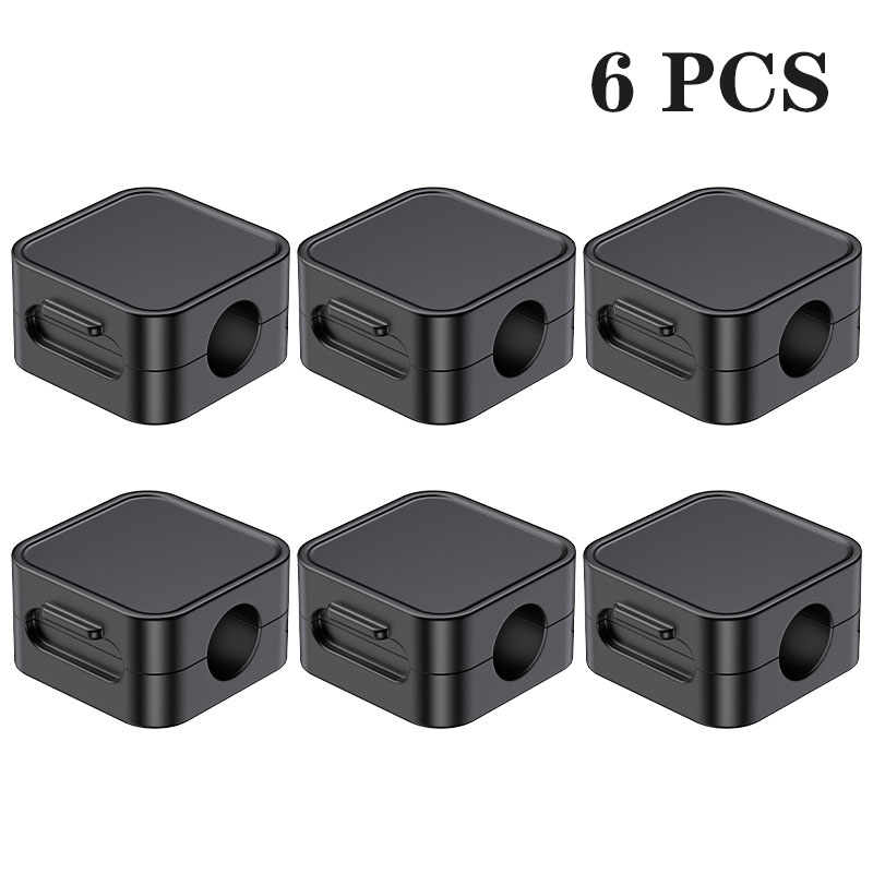 Rocoren Magnetic Cable Organizer Smooth Adjustable Cord Holder Magnet Desktop Cable Management Wire Protector Cable Clips Set: black