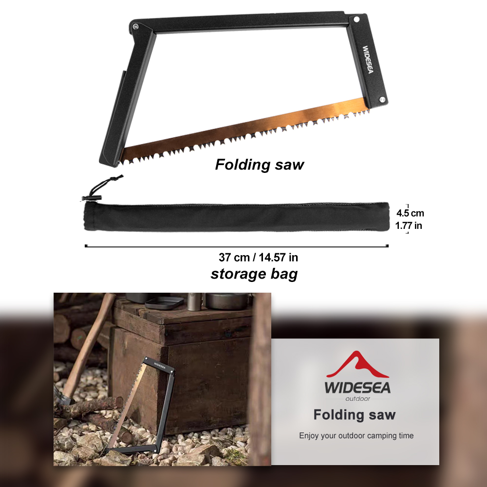 Widesea Camping Folding Saw Portable Manganese Hacksaw Blade With Storage Foldable Logging Outdoor Saws Tools For Wood Branches