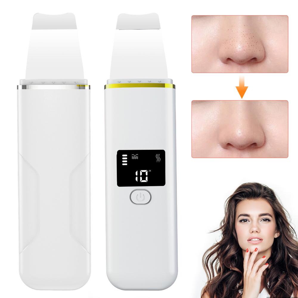 Ultrasonic Facial Skin Scrubber Ion Deep Face Cleaning Charging Skin Care Device Face Lifting Peeling Extractor