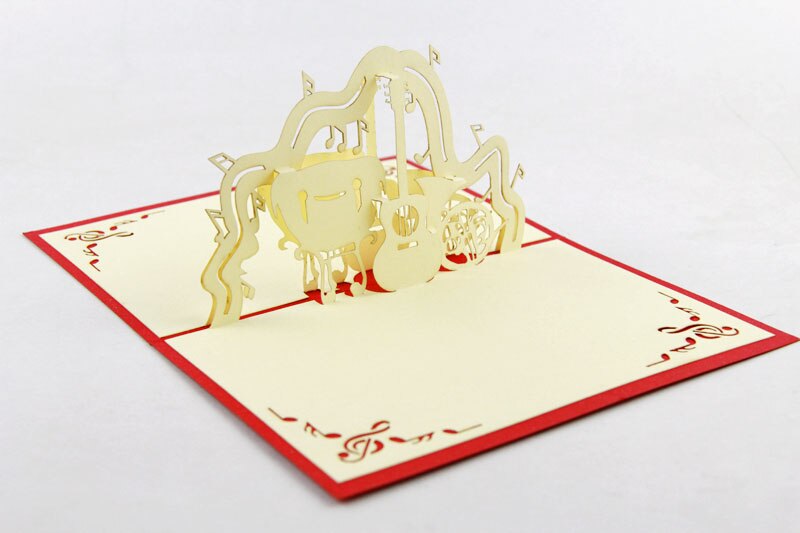 Music Card Spiral Pop Up - Musical Notes 3D Card - Music Instruments Pop Up Card, Bday Pop Up Card