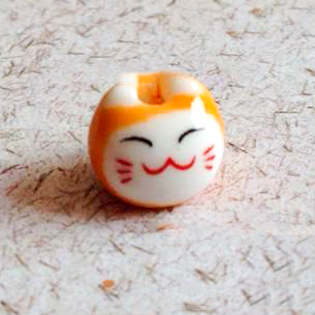 Cuentas de gato de la suerte para pulsera, Material de joyería hecho a mano, accesorios de cerámica pintados a mano, , número 9, 10 Uds., TMT07: Naranja