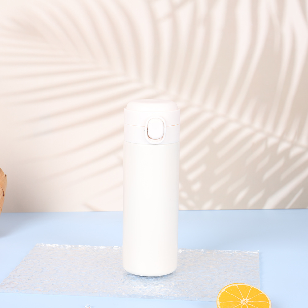 Taza térmica de acero inoxidable de 320ML, Taza Termo para el hogar y la Oficina, cubierta que rebota, termo, taza para café, té, leche, botella térmica: BLANCO