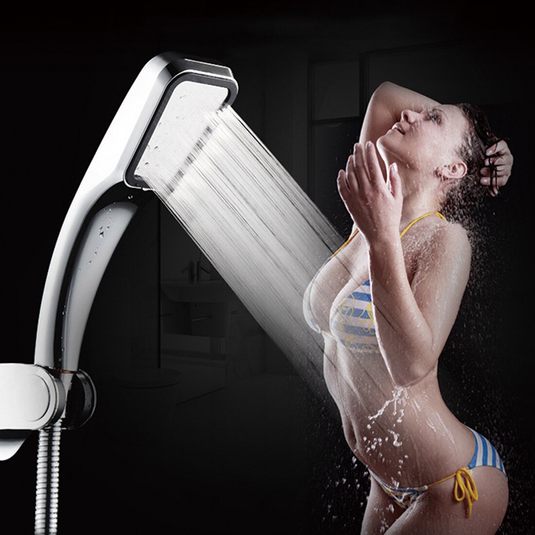 Shower Head 30% Water Saving 100% Pressure Boost Shower Head 300 Holes ABS Nano Plating Hand Hold Bathroom Shower Head