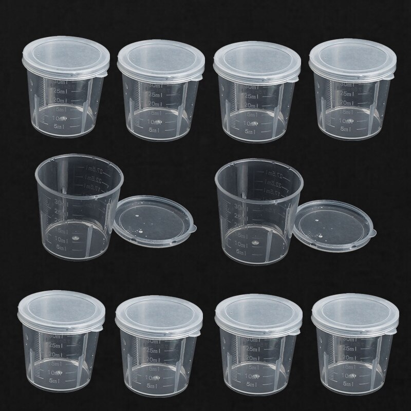 10PCS 30ml Plastic Graduated Measuring Cylinder Container Cups for Laboratory Lab Clear Scale Show Transparent Mug Measuring Cup