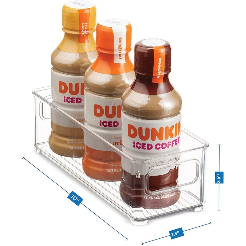 Refrigerator Organizer Bins, Clear Stackable Plastic Food Storage Rack with Handles for Pantry, Kitchen