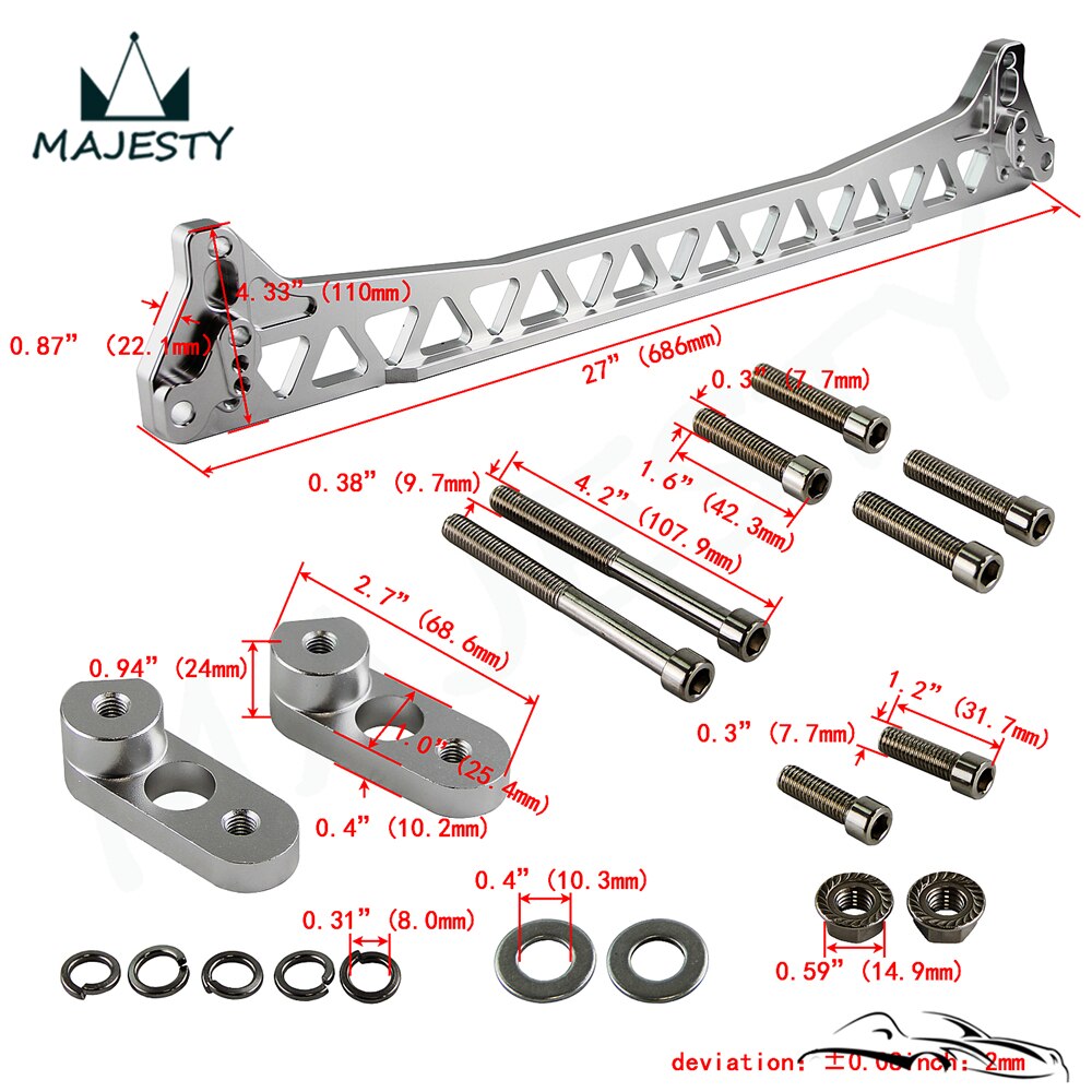 Achter Aluminium Subframe Brace Tie Subframe Subillet Fit Voor 92-95 Honda Civic