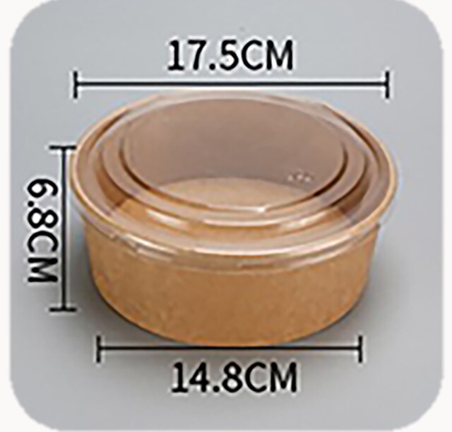 50 Contenedores de paple Kraft, ensaladero 500ml-1500ml: 1100ml
