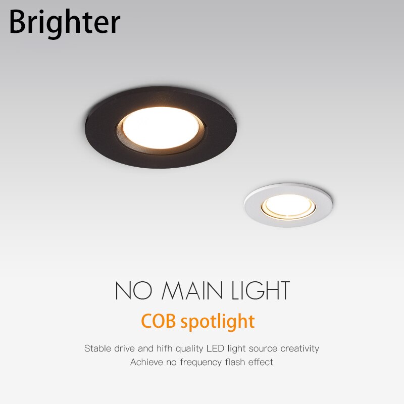 BRGT LED Recessed Spot Light Adjustable Downlight Dimming 5W 7W COB Aluminum Ceiling Lamp For Kitchen Home Indoor Lighting