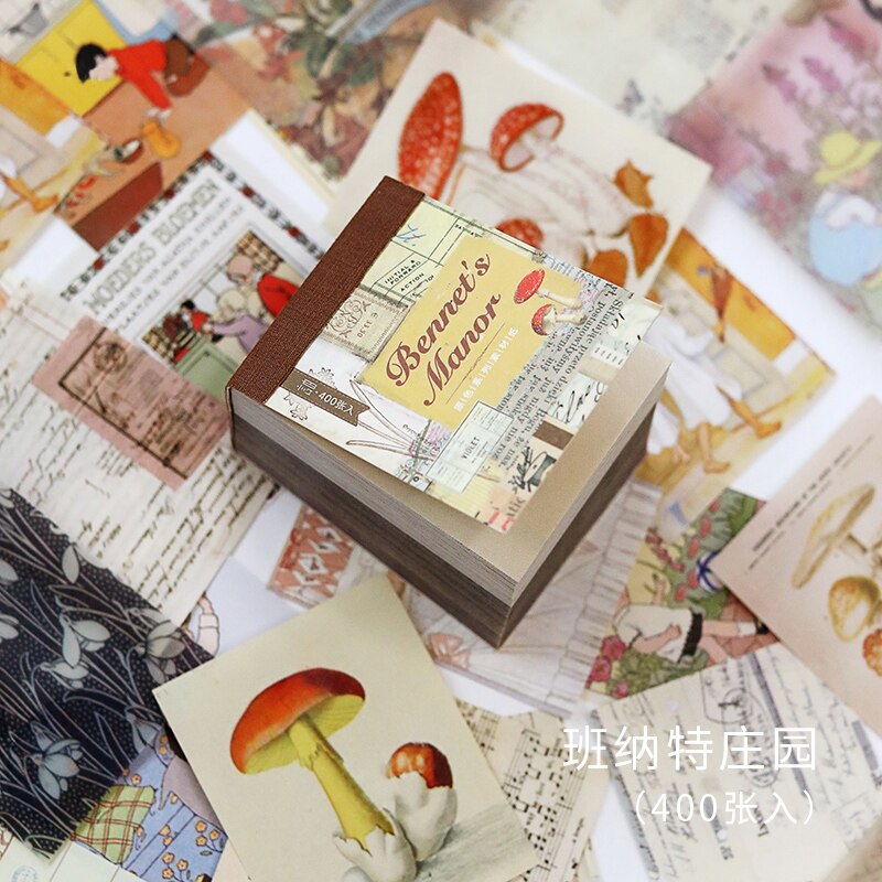 400pcs Mini Old book INS Style Material Paper Junk Journal Planner Craft Paper Scrapbooking Vintage Decorative DIY Craft Paper: A
