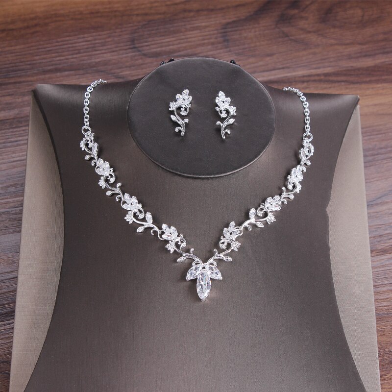 Crystal Bridal Jewelry Set Cubic Zircon African Crown sets Tiara Earrings Choker Necklaces Weddings African Beads Jewelry Sets