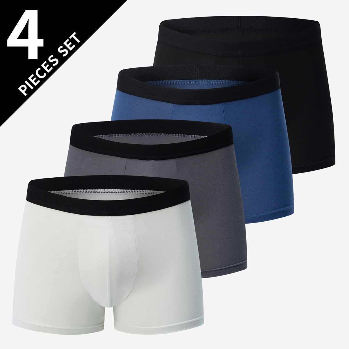 4-teilige Herrenmode-Druck-Mix-and-Match-Unterwäsche, Strandshorts, bequem, atmungsaktiv, Teenager, Übergröße 5XL6XL Boyshort.: S / Grau