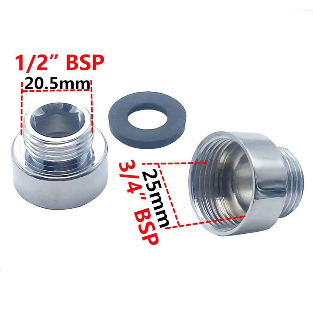 Adaptateur de Tuyau de Douche/Pommeau, Raccords en Cuivre pour Robinets de Douche, Réparation de Tuyau Chromé, 3/4 "Femelle à 1/2" Mâle